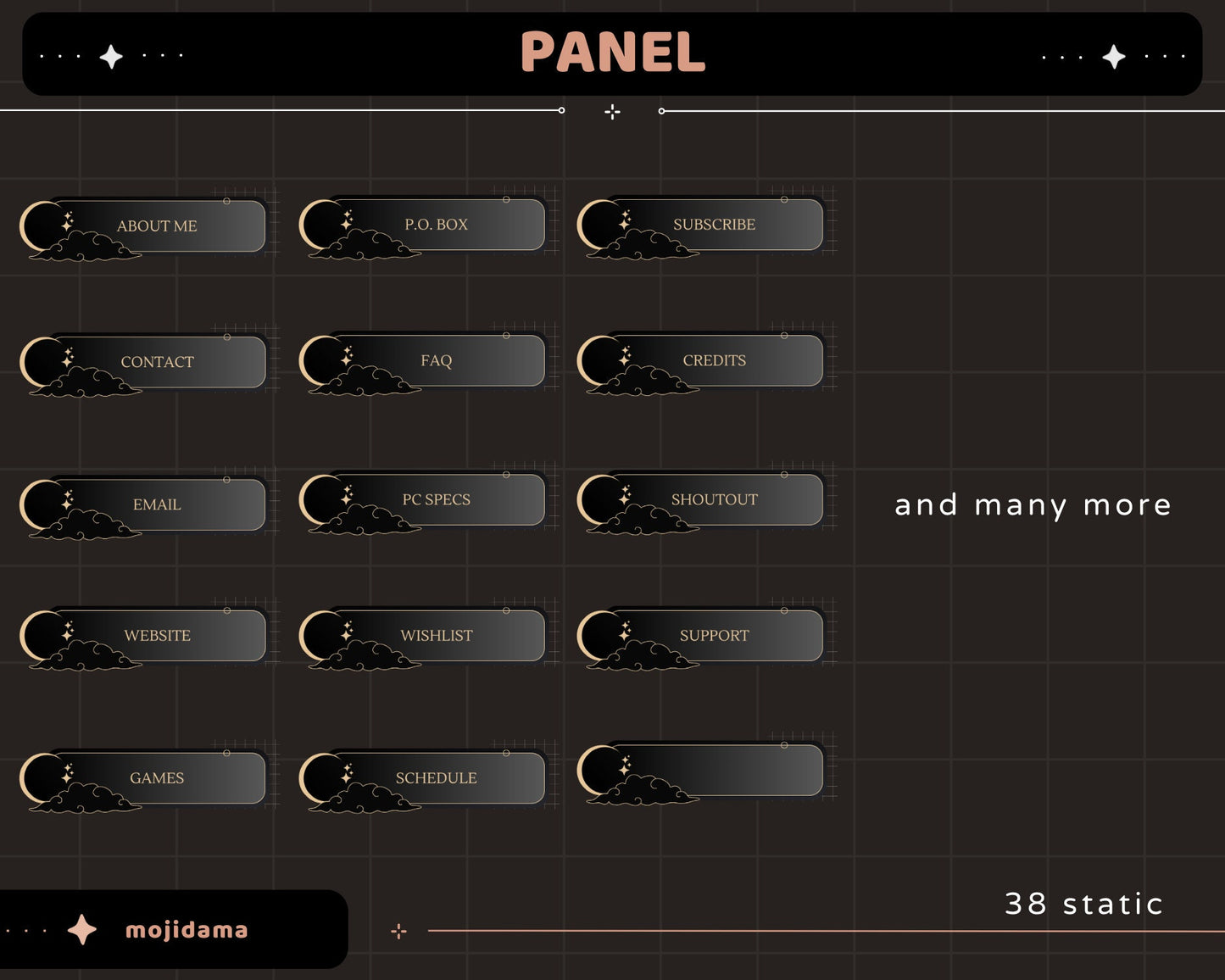 Black Space Animation Stream Pack Dark Aesthetic Star Animated Overlay Full Package Streaming Bundle Just Chatting Vtuber Friendly Emotes