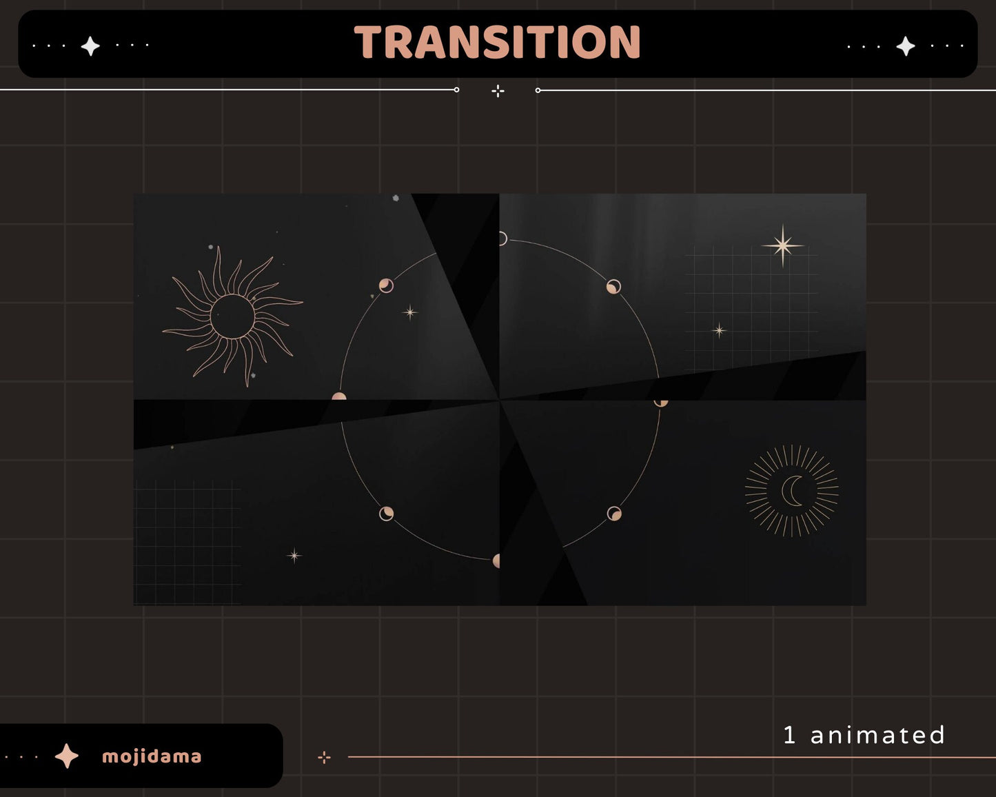 Black Space Animation Stream Pack Dark Aesthetic Star Animated Overlay Full Package Streaming Bundle Just Chatting Vtuber Friendly Emotes