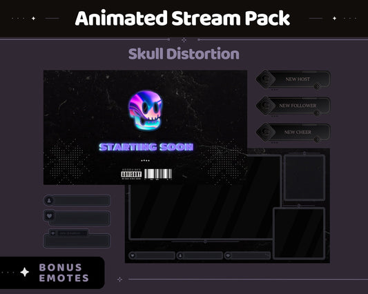 Skull Animation Stream Pack: Spooky Animated Overlay (Digital Download)