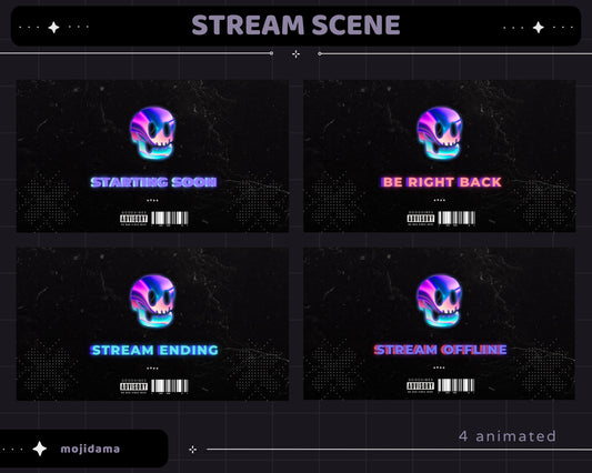 Skull Animation Stream Pack: Spooky Animated Overlay (Digital Download)