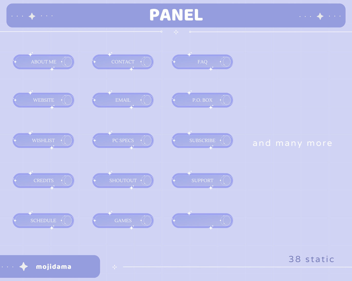 Blue Sky Animated Stream Pack: Purple Starry Vibe - VTuber Overlay (Digital Download)