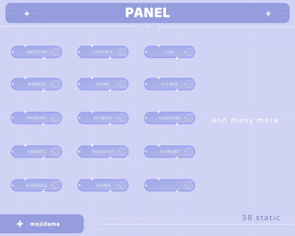 Blue Sky Animated Stream Pack: Purple Starry Vibe - VTuber Overlay (Digital Download)