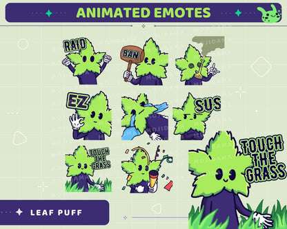 Leaf Emotes Animation Bundle: Funny Plant Twitch Stream Pack (GIF)