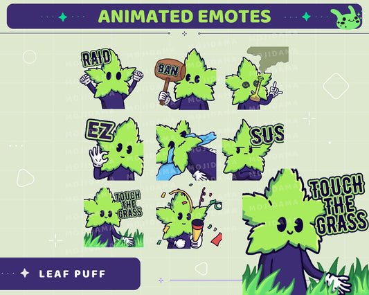 Leaf Emotes Animation Bundle: Funny Plant Twitch Stream Pack (GIF)