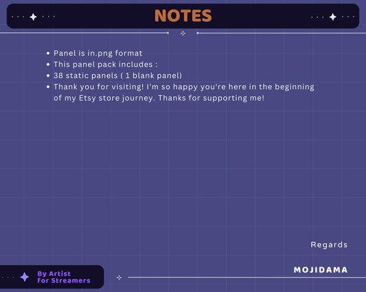 Space Twitch Panels Overlay Set – Black Static Stream Graphics with Stars & Cat Theme