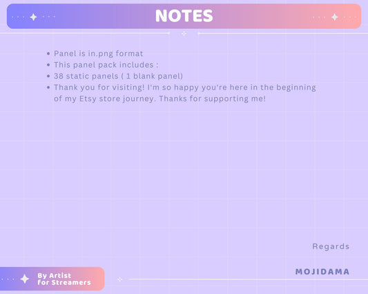 Lofi Twitch Panel Stream Hologram | Aesthetic Cute Panels Overlay Graphic Static Theme Lofi Cat Star Dark Kitty Bunny Streamer Kick