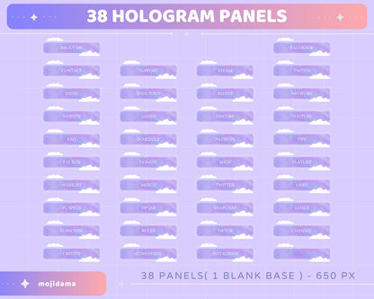 Lofi Twitch Panel Stream Hologram | Aesthetic Cute Panels Overlay Graphic Static Theme Lofi Cat Star Dark Kitty Bunny Streamer Kick