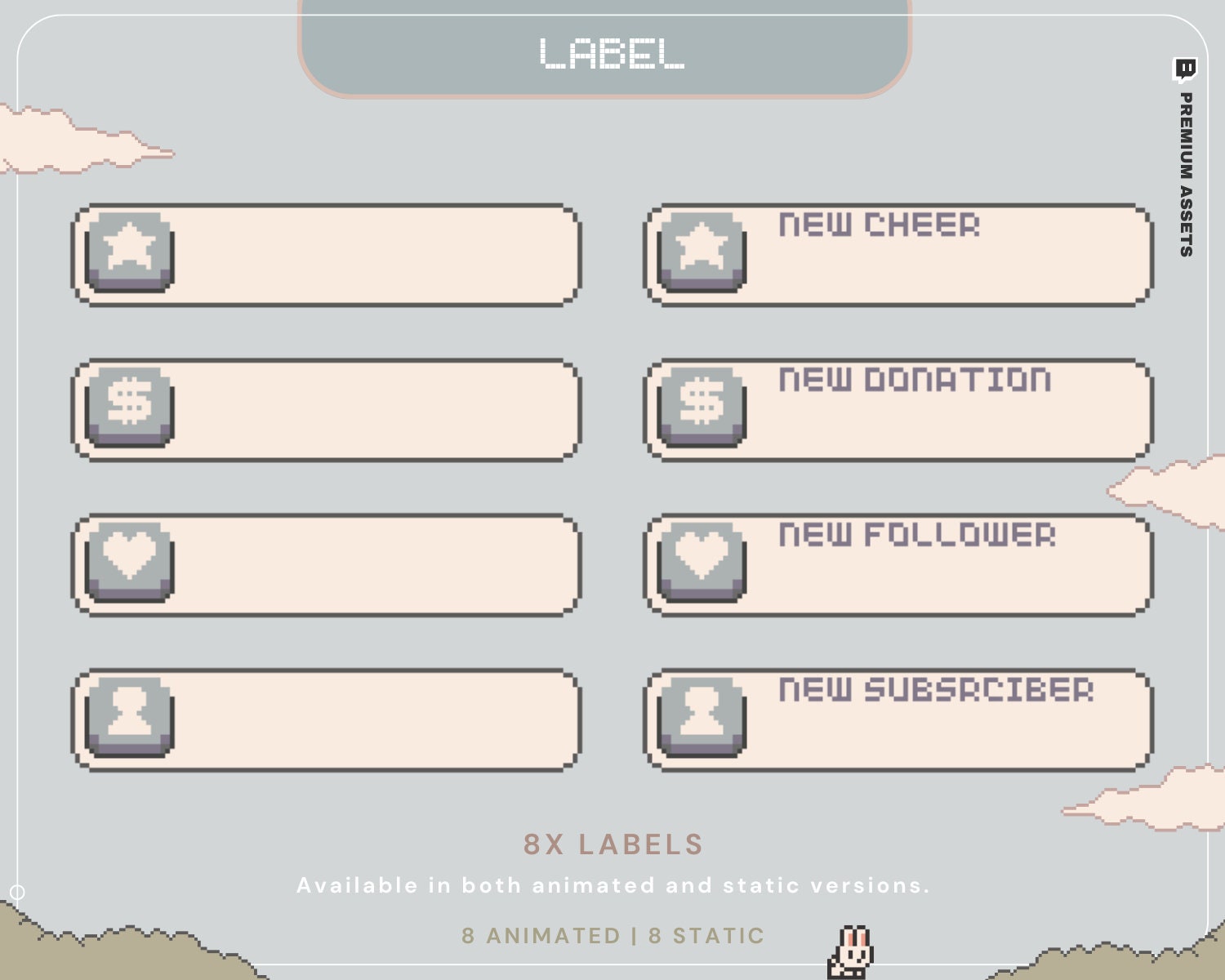 Bunny Twitch Animation Stream Overlay Animated Cute Rabbit Aesthetic Full Stream Package Lofi Stream Pack Kick Youtube Vtuber Just Chatting