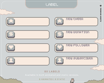 Bunny Twitch Animation Stream Overlay Animated Cute Rabbit Aesthetic Full Stream Package Lofi Stream Pack Kick Youtube Vtuber Just Chatting