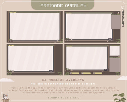 Cat Stream Animated Overlay Pack: Kitty Streamer Vtuber Kick Youtube Lofi