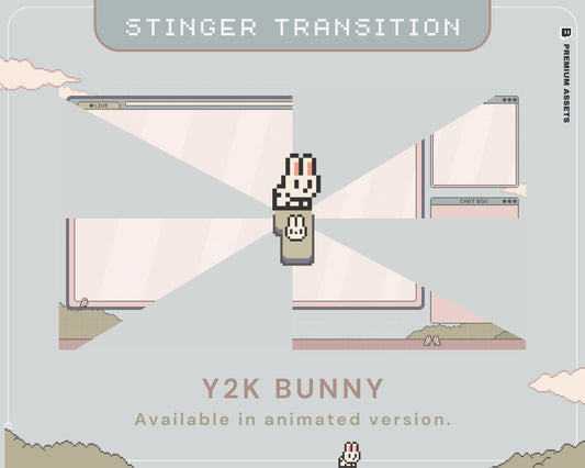 Y2K Bunny Animated Twitch Stinger Transition: Lofi Vtuber Overlay