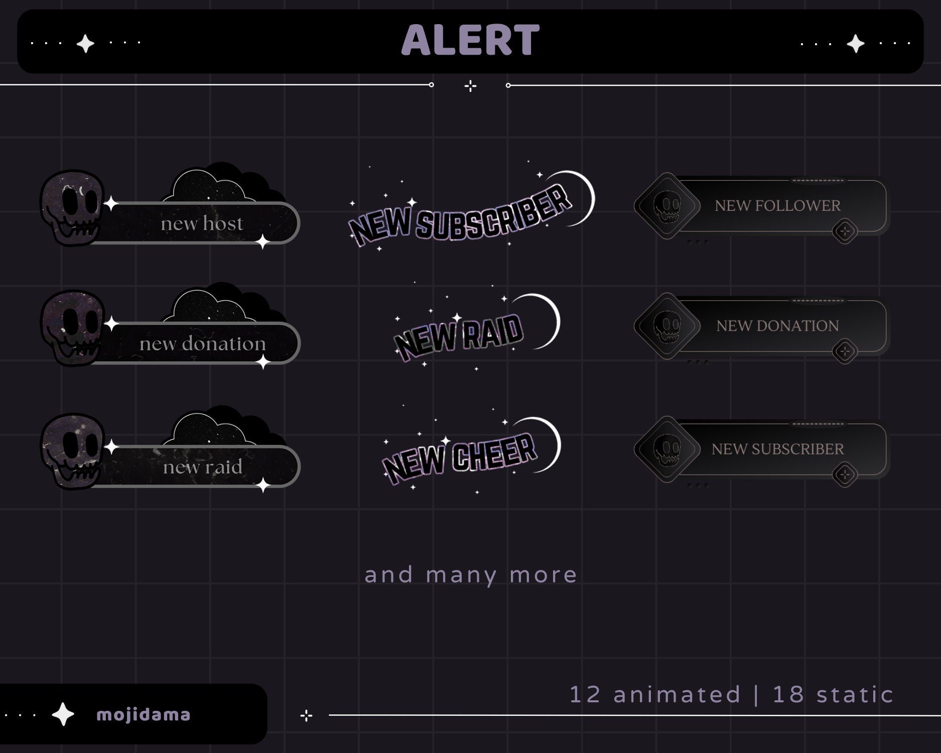 Skull Animation Stream Pack: Spooky Animated Overlay (Digital Download)