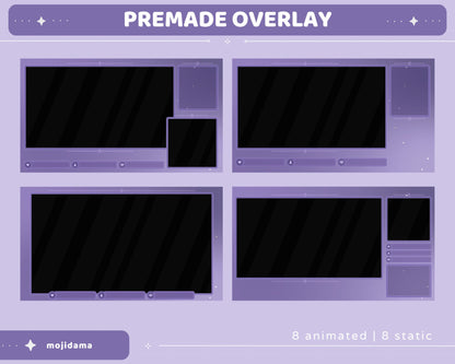 Purple Sky Animated Stream Pack: Lofi Violet Overlay, Emotes, Panels (Digital Download)