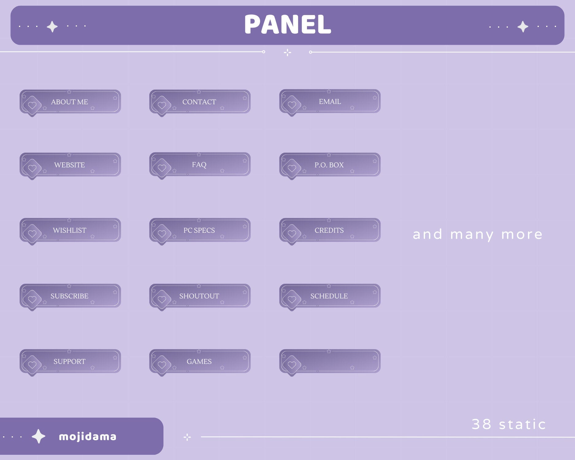Purple Sky Animated Stream Pack: Lofi Violet Overlay, Emotes, Panels (Digital Download)