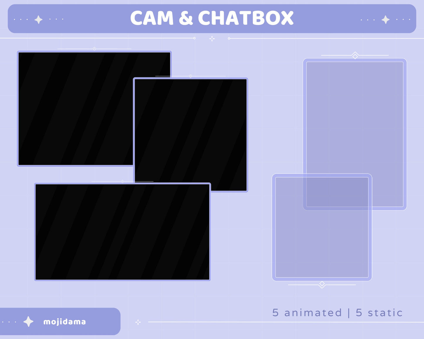 Blue Sky Animated Stream Pack: Purple Starry Vibe - VTuber Overlay (Digital Download)