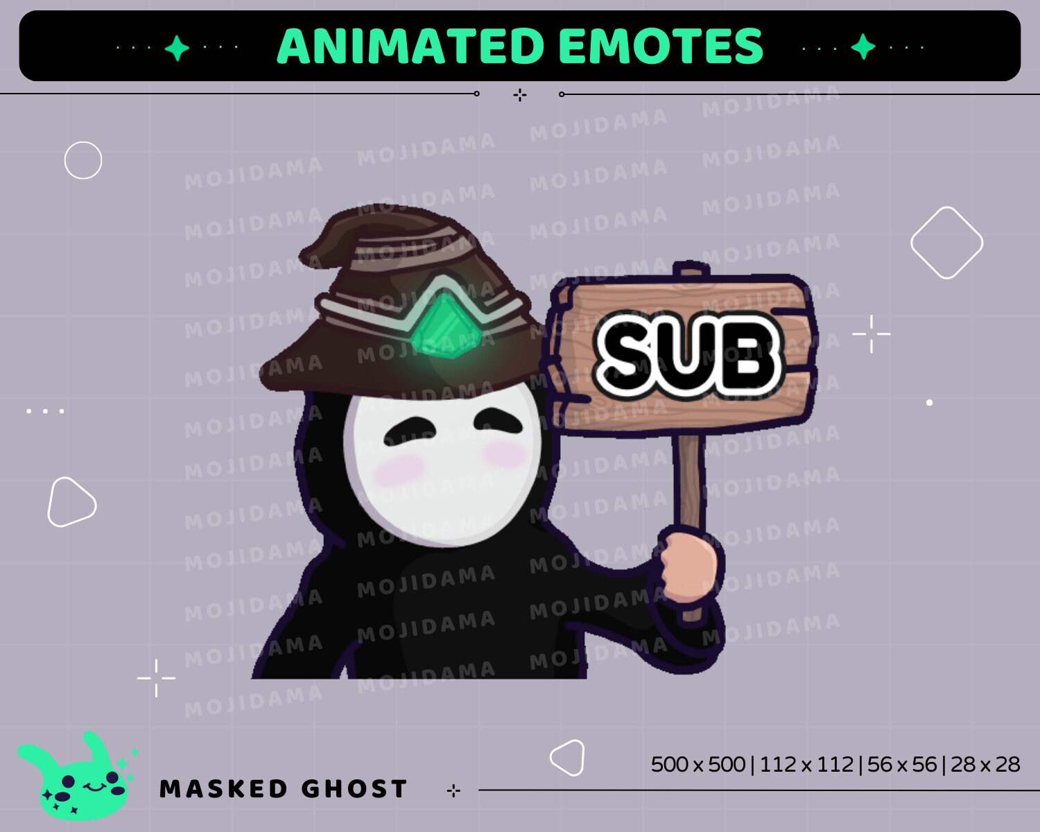 Masked Ghost Animated Emotes: Twitch, Discord, Kick (GIF/ZIP)
