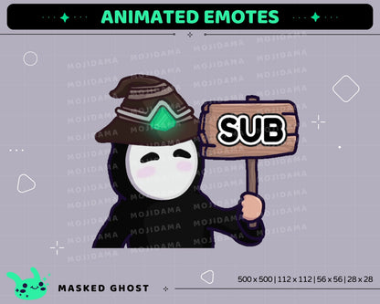 Masked Ghost Animated Emotes: Twitch, Discord, Kick (GIF/ZIP)