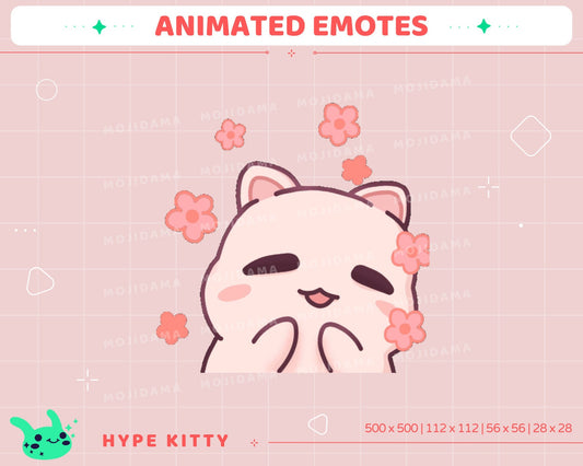 Hype Kitty Animated Emotes: Funny Twitch Stream Stickers (Digital Download)