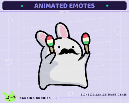 Dancing Bunnies Animated Emotes: Twitch/Kick/Discord (Digital Download)