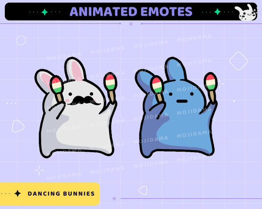 Dancing Bunnies Animated Emotes: Twitch/Kick/Discord (Digital Download)