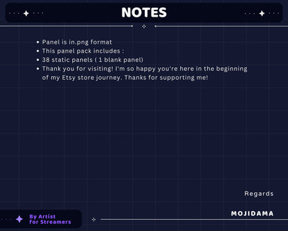Galaxy Twitch Panels Overlay Set – Black Cosmic Stream Graphics with Stars & Cat Theme