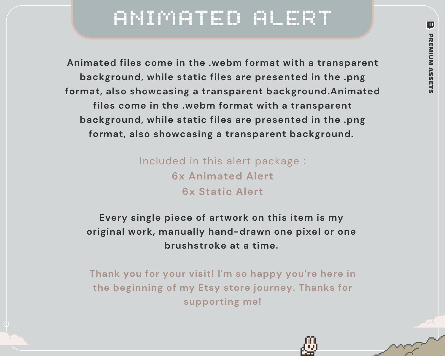 Y2K Bunny Animated Stream Alerts: Twitch, YouTube, Kick (Digital Download)