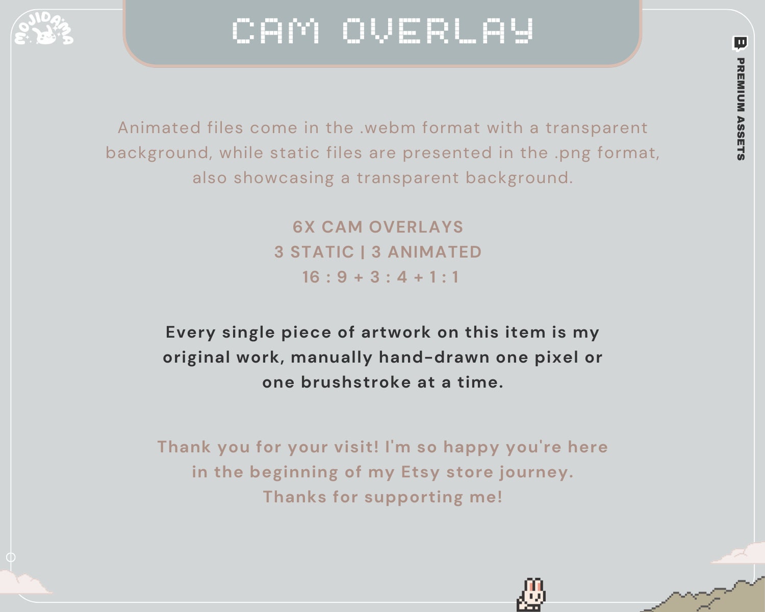 Y2K Bunny Cam Overlay: Animated Stream Overlay (Digital Download)