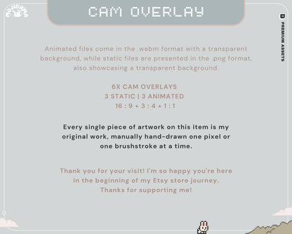 Y2K Bunny Cam Overlay: Animated Stream Overlay (Digital Download)