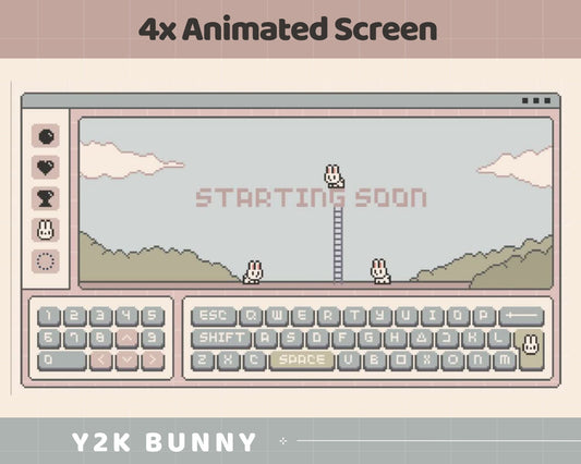Y2K Bunny Lofi Animated Twitch Stream Screens (Digital Download)