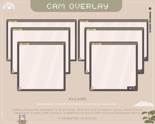 Lofi Cottagecore Cat Cam Overlay: Animated Stream Overlay (Digital Download)
