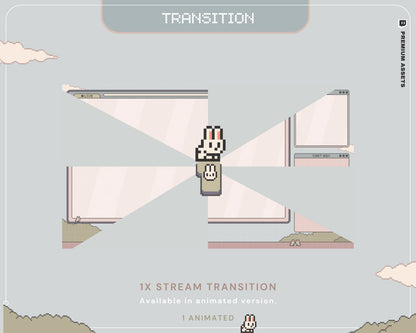 Bunny Twitch Animation Stream Overlay Animated Cute Rabbit Aesthetic Full Stream Package Lofi Stream Pack Kick Youtube Vtuber Just Chatting