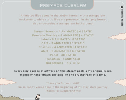 Bunny Twitch Animation Stream Overlay Animated Cute Rabbit Aesthetic Full Stream Package Lofi Stream Pack Kick Youtube Vtuber Just Chatting