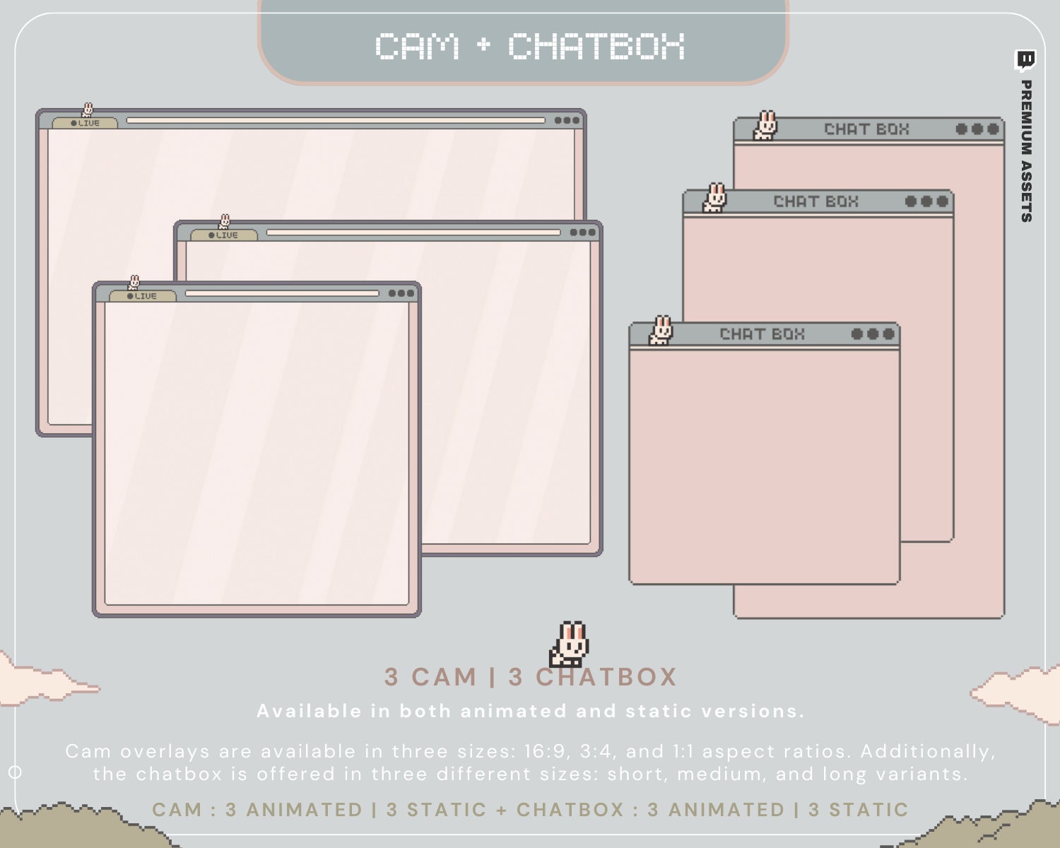 Bunny Twitch Animation Stream Overlay Animated Cute Rabbit Aesthetic Full Stream Package Lofi Stream Pack Kick Youtube Vtuber Just Chatting