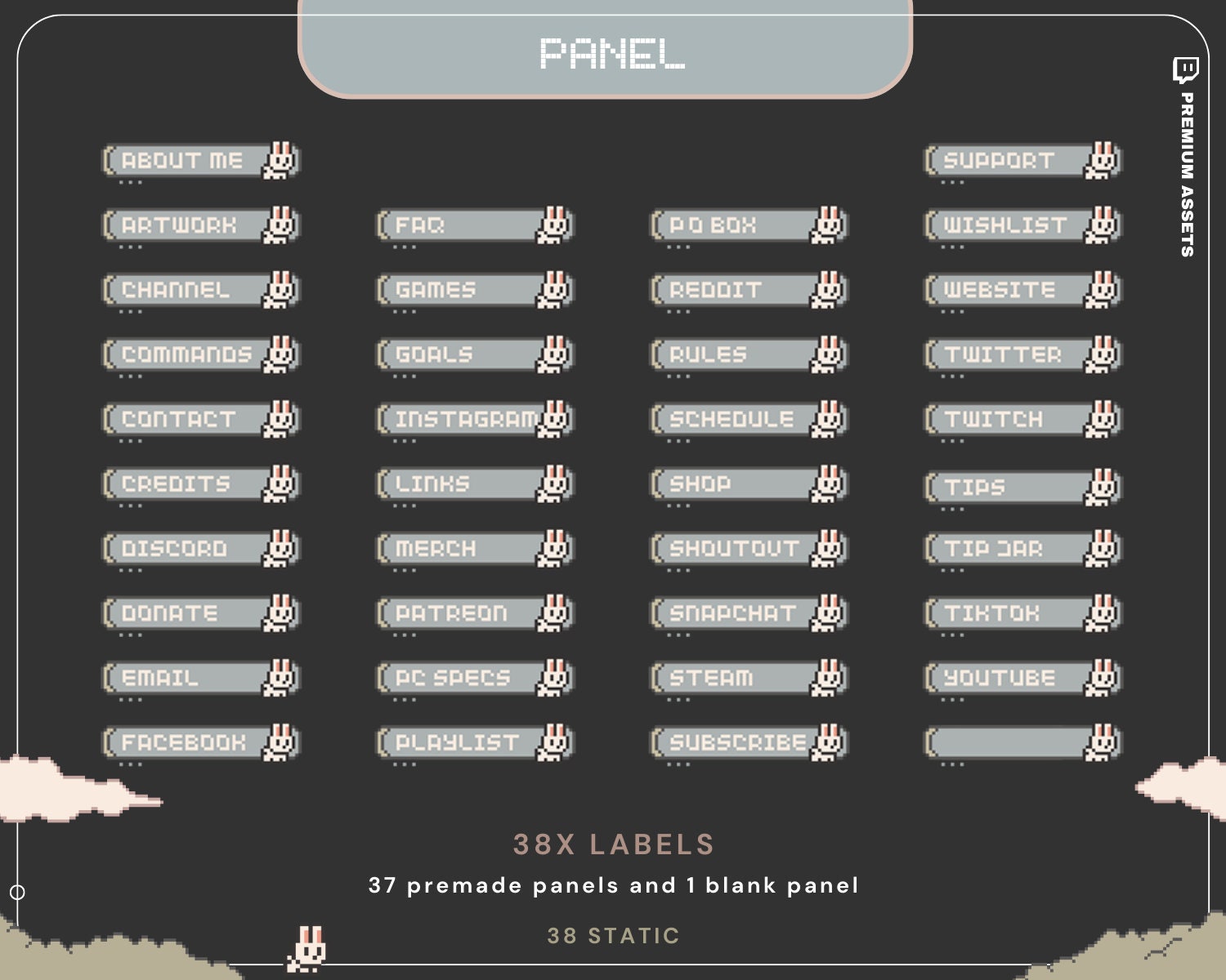 Bunny Twitch Animation Stream Overlay Animated Cute Rabbit Aesthetic Full Stream Package Lofi Stream Pack Kick Youtube Vtuber Just Chatting