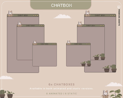 Cat Stream Animated Overlay Pack: Kitty Streamer Vtuber Kick Youtube Lofi