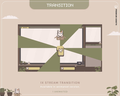 Cat Stream Animated Overlay Pack: Kitty Streamer Vtuber Kick Youtube Lofi