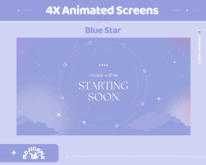 Blue Star Animated Stream Screens: Lofi Cozy Space (WEBM)