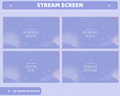 Blue Star Animated Stream Screens: Lofi Cozy Space (WEBM)