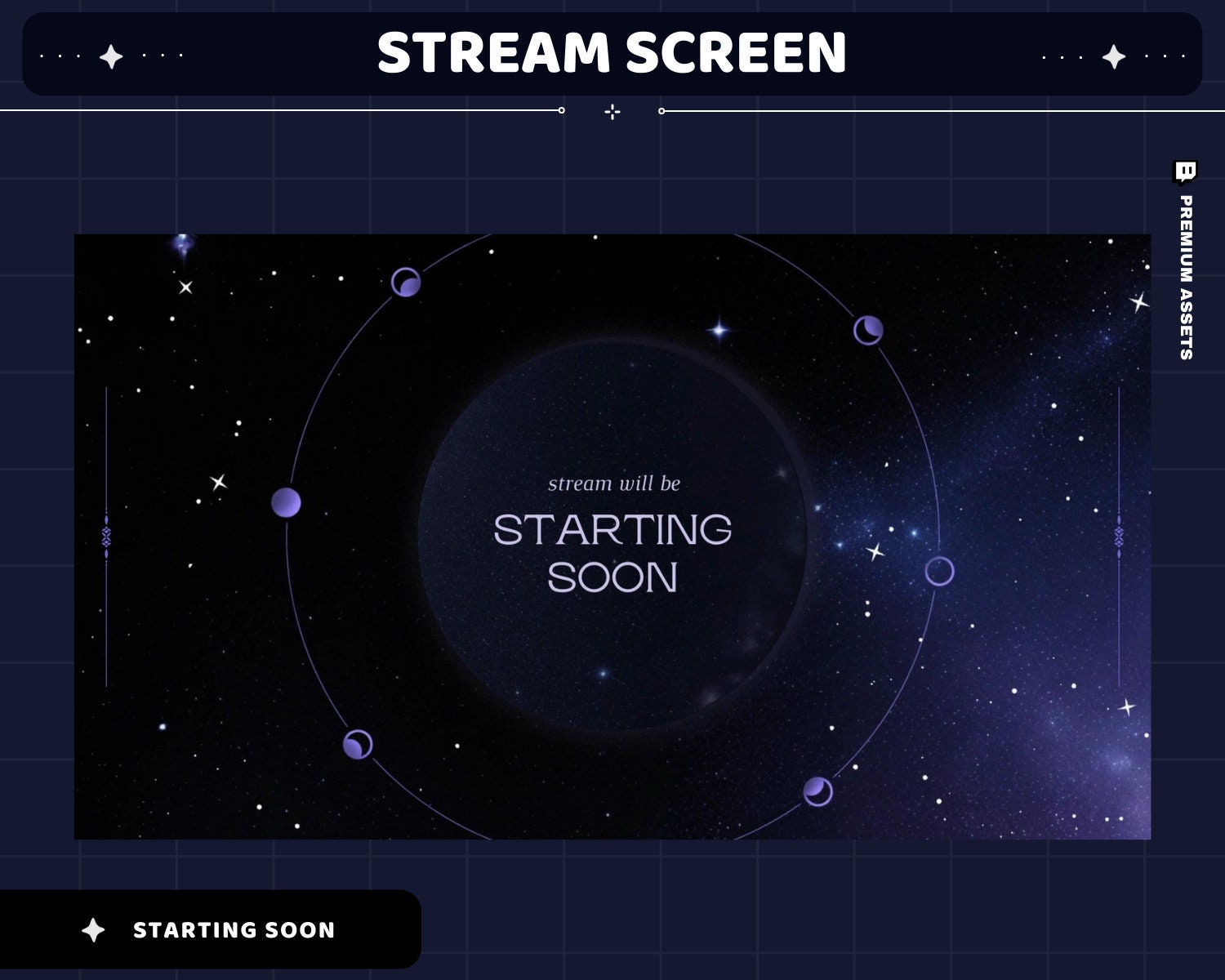 Galaxy Beam Animated Stream Screens: Dark Blue Space Theme (Digital Download)