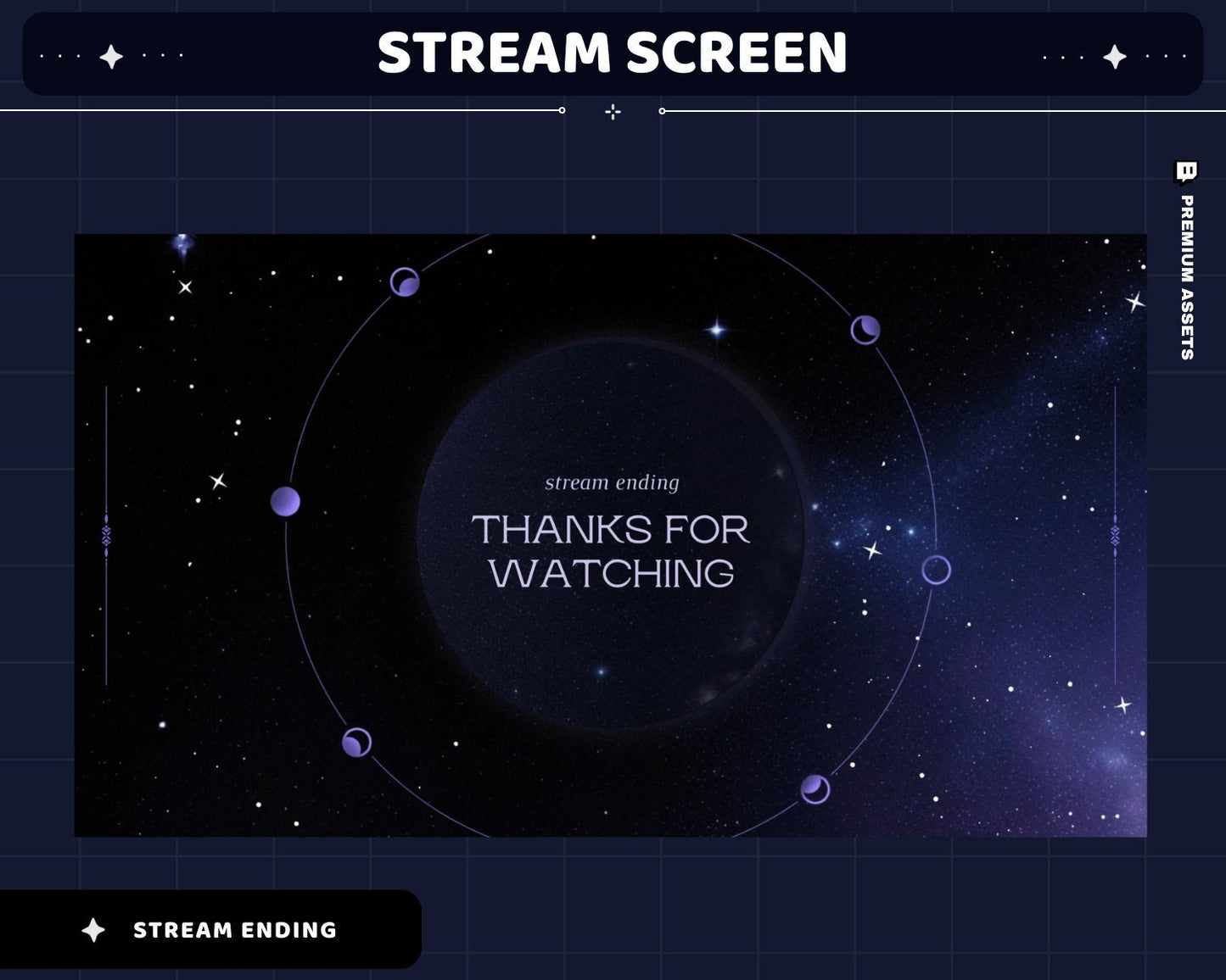 Galaxy Beam Animated Stream Screens: Dark Blue Space Theme (Digital Download)