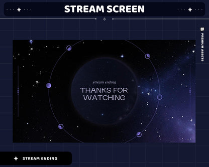 Galaxy Beam Animated Stream Screens: Dark Blue Space Theme (Digital Download)