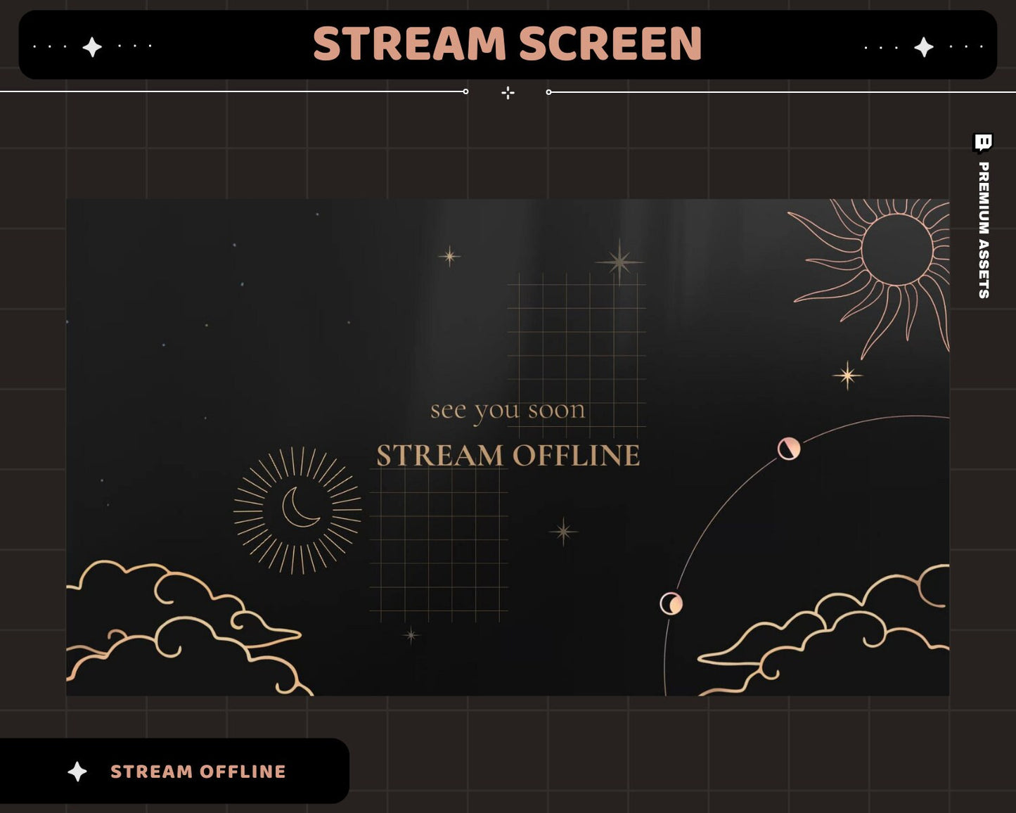 Black Space Animated Stream Screens: Lofi Cosmic Overlay (WEBM, PNG)