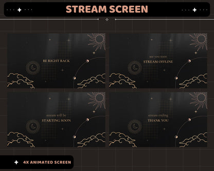 Black Space Animated Stream Screens: Lofi Cosmic Overlay (WEBM, PNG)
