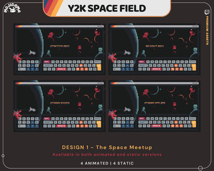 Y2K Space Field Twitch Screen Animation: Rocket & Stars (Digital Download)
