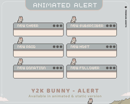 Y2K Bunny Animated Stream Alerts: Twitch, YouTube, Kick (Digital Download)
