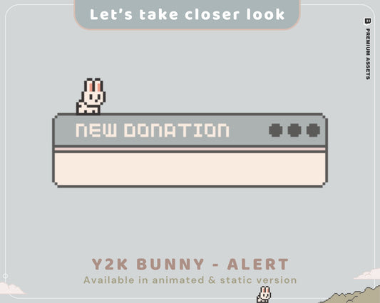 Y2K Bunny Animated Stream Alerts: Twitch, YouTube, Kick (Digital Download)