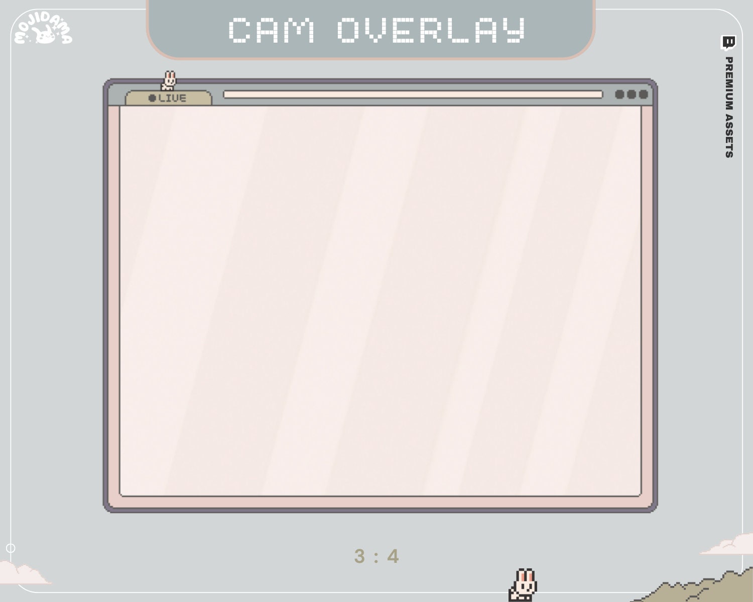 Y2K Bunny Cam Overlay: Animated Stream Overlay (Digital Download)
