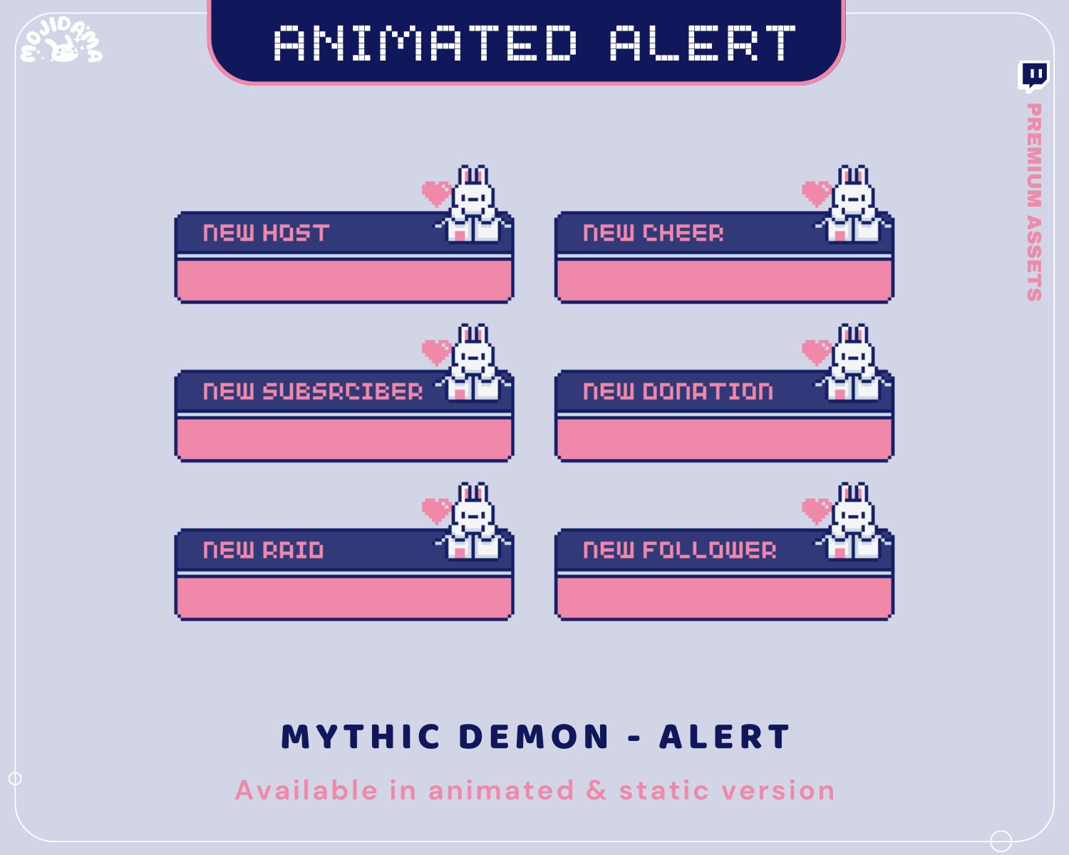 Bunny Rabbit Animated Twitch Stream Alerts: Y2K Style (Digital Download)