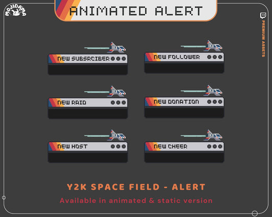 Y2K Space Stream Alerts: Animated Twitch Overlay (Digital Download)