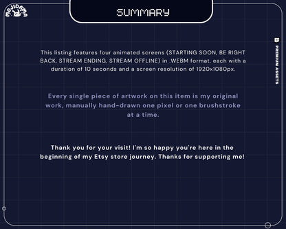 Galaxy Beam Animated Stream Screens: Dark Blue Space Theme (Digital Download)